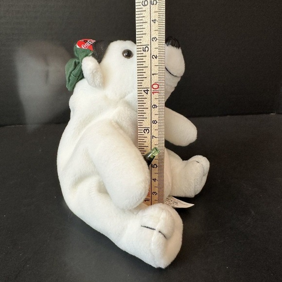 Coca Cola 1997 Bean Bag Polar Bear w/Cap/Bottle/Bow Tie Stuffed Animal Plush VTG - Picture 11 of 12